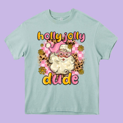 Holly Jolly Dude Heavy Core Tee Designed By Maliassmallbusiness
