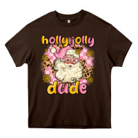 Chocolate Brown holly jolly dude Heavy Core Tee - MaliasSmallBusiness
