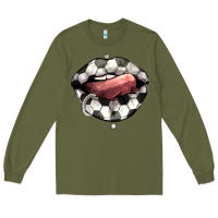 Army Green Soccer lips Long Sleeve Tee - HowdyJamesFarm