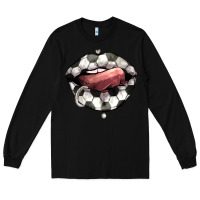 Black Soccer lips Long Sleeve Tee - HowdyJamesFarm