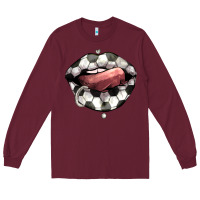 Burgundy Soccer lips Long Sleeve Tee - HowdyJamesFarm