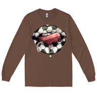 Chestnut Soccer lips Long Sleeve Tee - HowdyJamesFarm