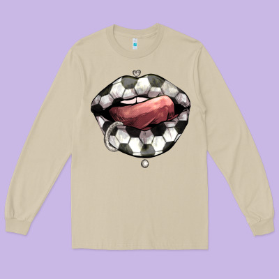 Soccer Lips Long Sleeve Tee Designed By Howdyjamesfarm