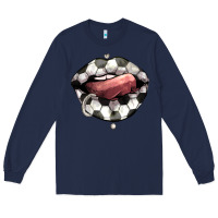 Navy Soccer lips Long Sleeve Tee - HowdyJamesFarm