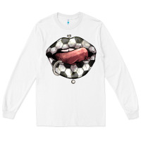 White Soccer lips Long Sleeve Tee - HowdyJamesFarm