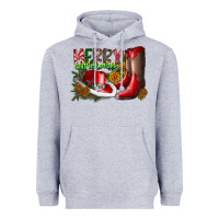 Heather Grey cowboy merry christmas Heavyweight Hoodie - CowhideDigitalArt