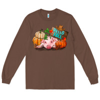 Chestnut Hello fall pig Long Sleeve Tee - RanaPortraitStore