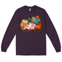 Plum Hello fall pig Long Sleeve Tee - RanaPortraitStore