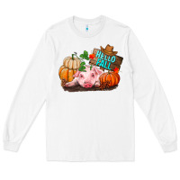 White Hello fall pig Long Sleeve Tee - RanaPortraitStore