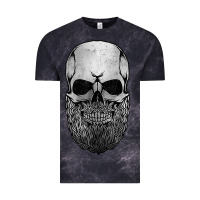 Cloud Black creepy bald and bearded skull for halloween & skeletons fans t shirt Vintage Tee - baoMotion