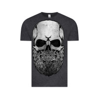 Vintage Black creepy bald and bearded skull for halloween & skeletons fans t shirt Vintage Tee - baoMotion