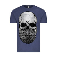 Vintage Denim creepy bald and bearded skull for halloween & skeletons fans t shirt Vintage Tee - baoMotion