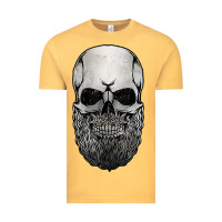 Vintage Mustard creepy bald and bearded skull for halloween & skeletons fans t shirt Vintage Tee - baoMotion
