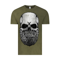 Vintage Olive creepy bald and bearded skull for halloween & skeletons fans t shirt Vintage Tee - baoMotion