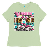 Leopard And Cowhide Hair And Curling Iron With Hearts And Flowers Seam Ladies Tee | Teevron