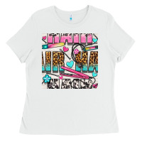 Leopard And Cowhide Hair And Curling Iron With Hearts And Flowers Seam Ladies Tee | Teevron