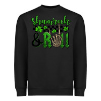 Black St. Patrick's Day Shamrock and roll Heavyweight Sweatshirt - OliviaCreatesArt