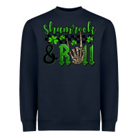 Navy St. Patrick's Day Shamrock and roll Heavyweight Sweatshirt - OliviaCreatesArt