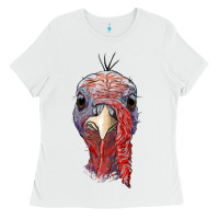 White gobble face Ladies Tee - RanaPortraitStore