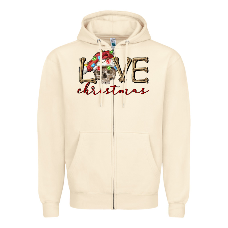 Skull Love Christmas Zipper Hoodie by FaDigitalArtStudio | Teevron