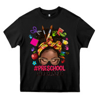 Black preschool teacher life afro messy bun Heavy Core Tee - NancyCooperArtShop
