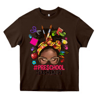 Chocolate Brown preschool teacher life afro messy bun Heavy Core Tee - NancyCooperArtShop