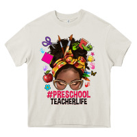 Cream preschool teacher life afro messy bun Heavy Core Tee - NancyCooperArtShop