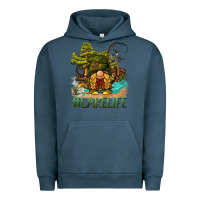 Pigment Midnight Navy lake life gnome Urban Hoodie - BarkalooDesign