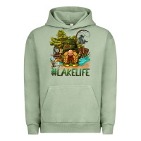 Pigment Oil Green lake life gnome Urban Hoodie - BarkalooDesign