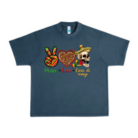 Midnight Navy Peace Love Cinco De Mayo Urban Heavy Tee - texasbilliewilder