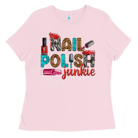 Bubblegum Pink nail polish junkie bbs Ladies Tee - BundleAndBundleShop