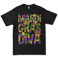 Black Mardi Gras diva Premium Tee - BundleAndBundleShop