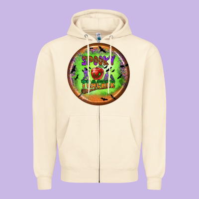 Spooky Teacher Zipper Hoodie Designed By Bundleandbundleshop