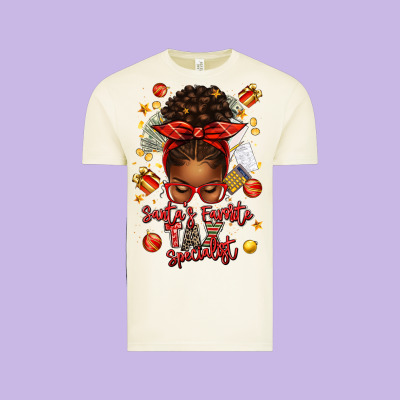 Santa Favorite Tax Specialist Afro Messy Bun Vintage Tee Designed By Texasbilliewilder