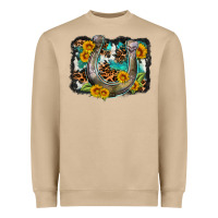 Mushroom western leopard cowhide turquoise background horse Heavyweight Sweatshirt - OliviaCreatesArt