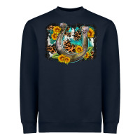 Navy western leopard cowhide turquoise background horse Heavyweight Sweatshirt - OliviaCreatesArt