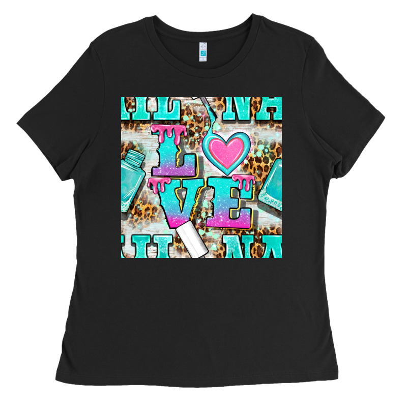 Love Nail And Polish With Leopard Seamless Pattern Bbs Ladies Tee by BundleAndBundleShop | Teevron