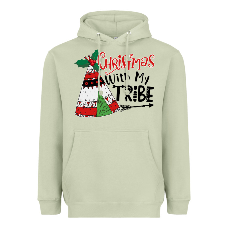 Christmas With My Tribe Boho Heavyweight Hoodie by CowhideDigitalArt | Teevron