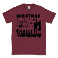 Burgundy Christmas Begins With Christ Classic Tee - Bettercallsaul