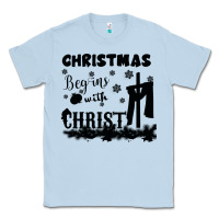 Dusty Blue Christmas Begins With Christ Classic Tee - Bettercallsaul