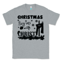Heather Grey Christmas Begins With Christ Classic Tee - Bettercallsaul