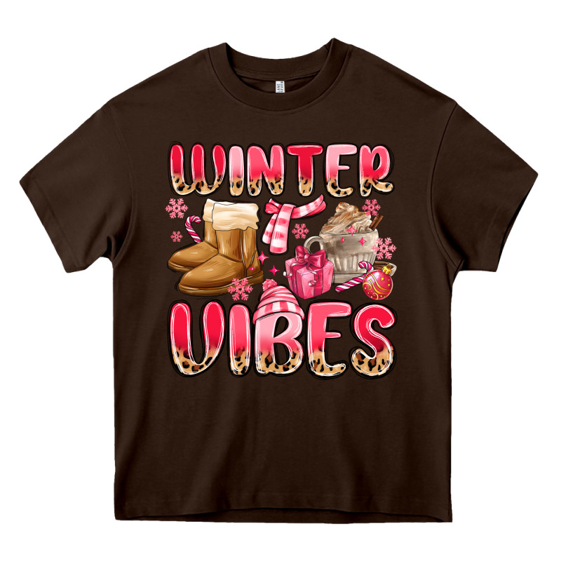 Pink Winter Vibes Heavy Core Tee by MaliasSmallBusiness | Teevron