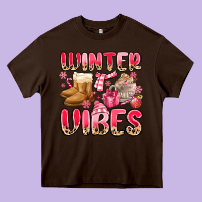 Pink Winter Vibes Heavy Core Tee Designed By Maliassmallbusiness