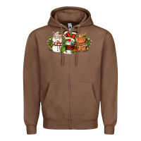 Chestnut Christmas coffee cups Zipper Hoodie - FaDigitalArtStudio