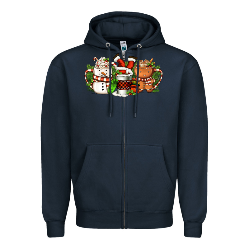 Christmas Coffee Cups Zipper Hoodie by FaDigitalArtStudio | Teevron