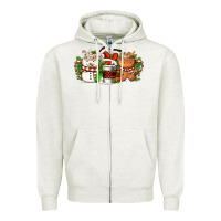 Oatmeal Heather Christmas coffee cups Zipper Hoodie - FaDigitalArtStudio