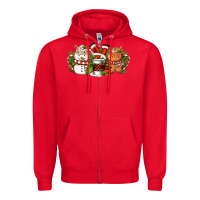 Red Christmas coffee cups Zipper Hoodie - FaDigitalArtStudio
