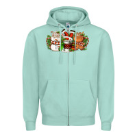 Seafoam Christmas coffee cups Zipper Hoodie - FaDigitalArtStudio