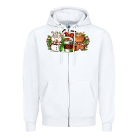 White Christmas coffee cups Zipper Hoodie - FaDigitalArtStudio