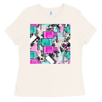 Bone nail polish with cowhide and plaid seamless pattern bbs Ladies Tee - BundleAndBundleShop